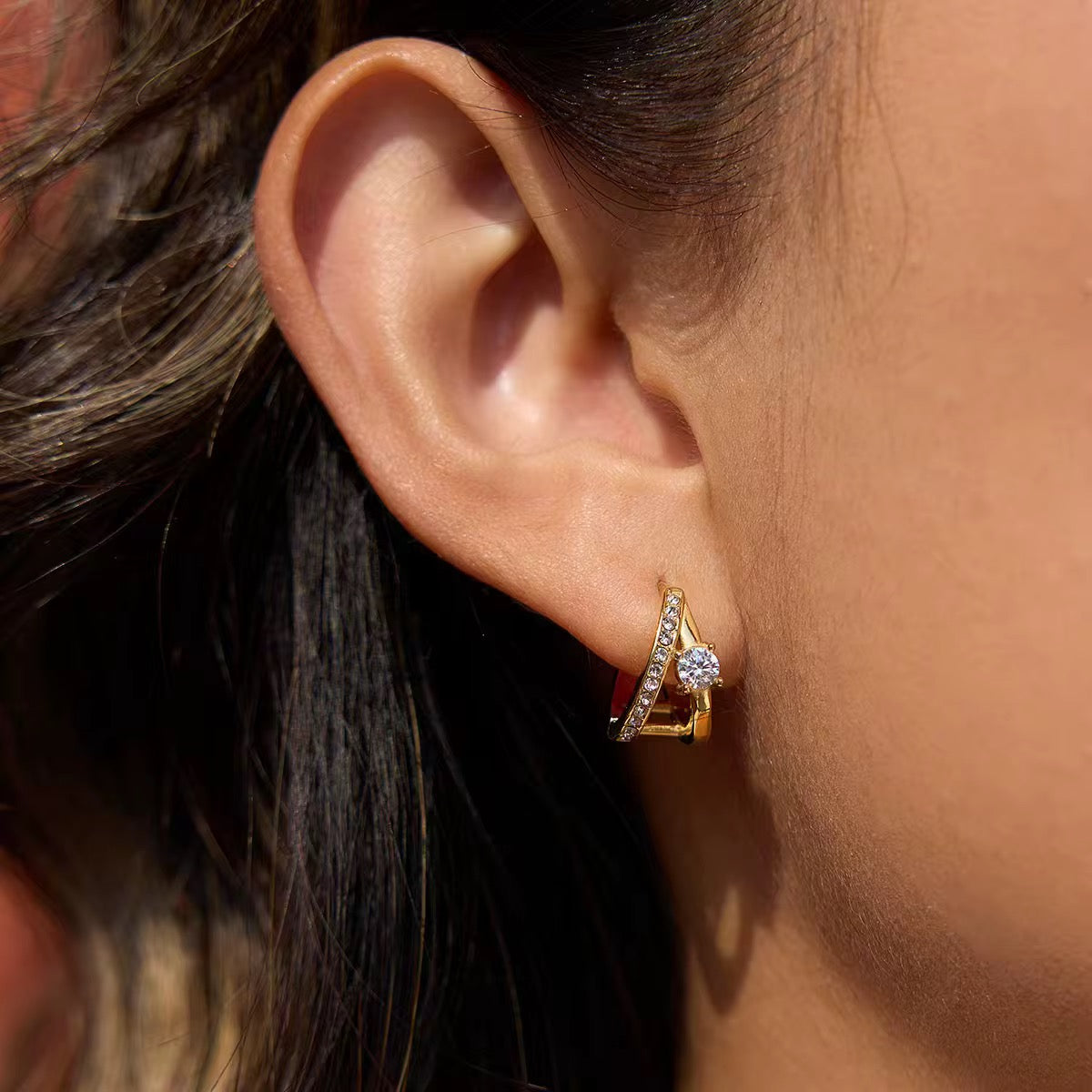 Clear Huggie Earrings