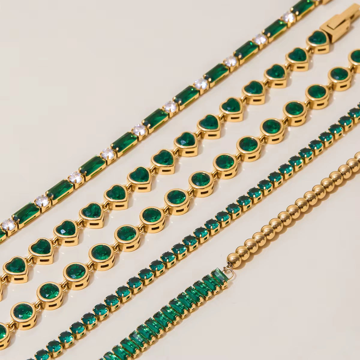 Green Heart Tennis Bracelet