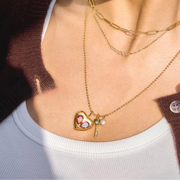 Golden key Heart Necklace