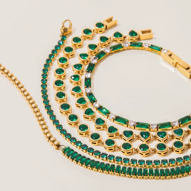 Green Heart Tennis Bracelet