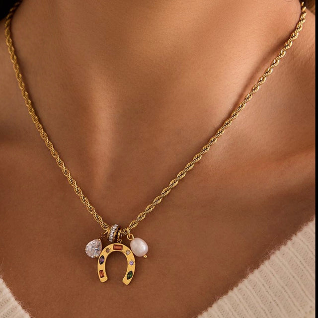 Fortuna Horseshoe Charm Necklace