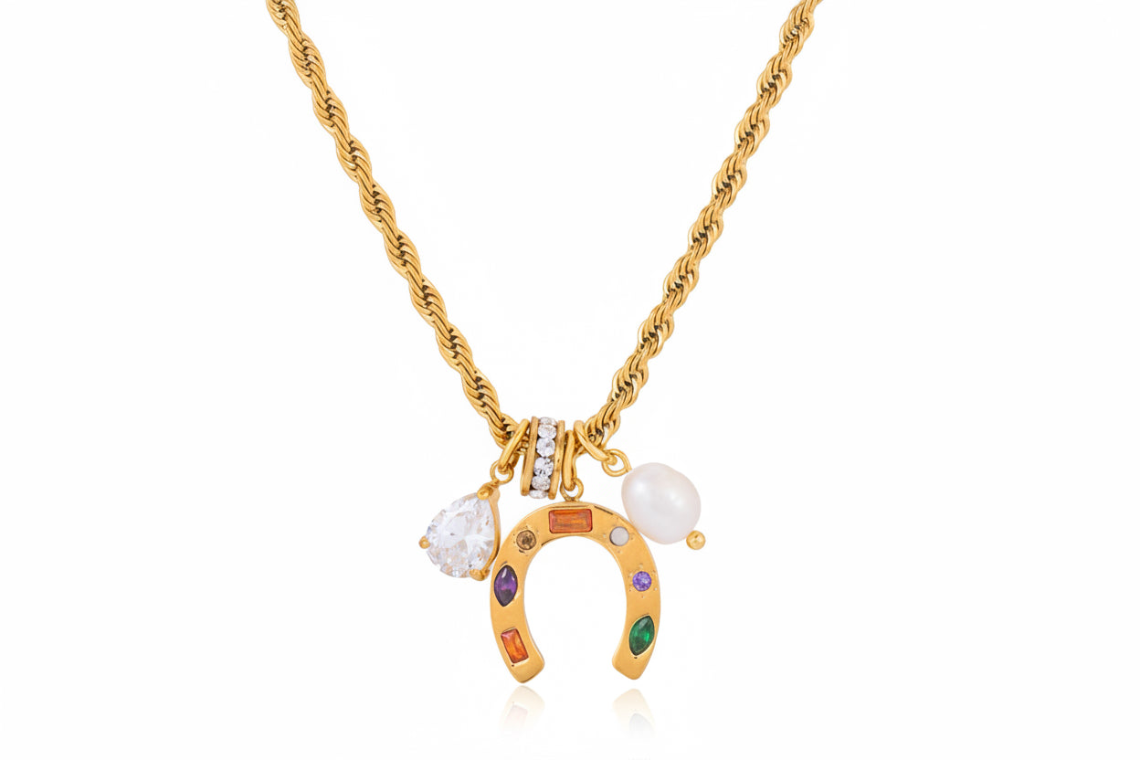 Fortuna Horseshoe Charm Necklace