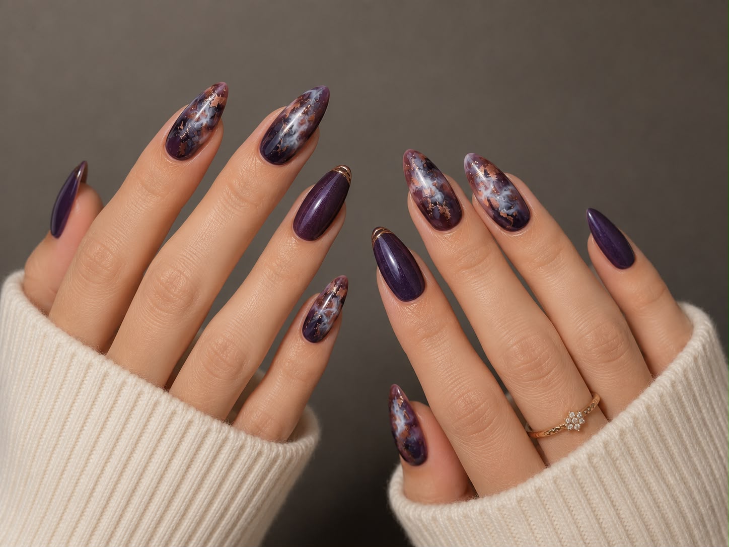 Marble Purple Press On Nails