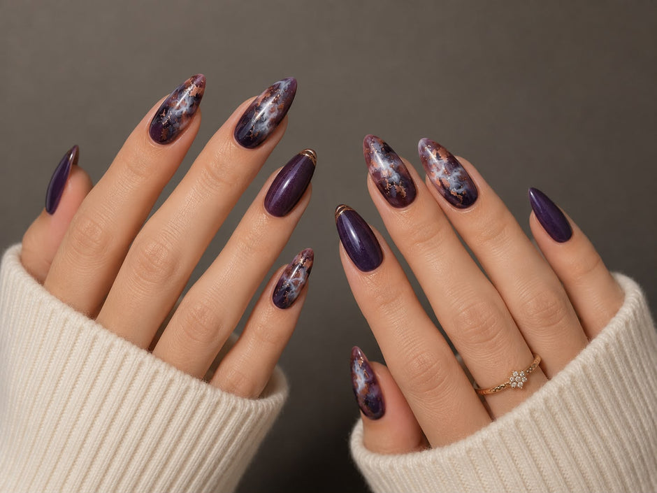 Marble Purple Press On Nails