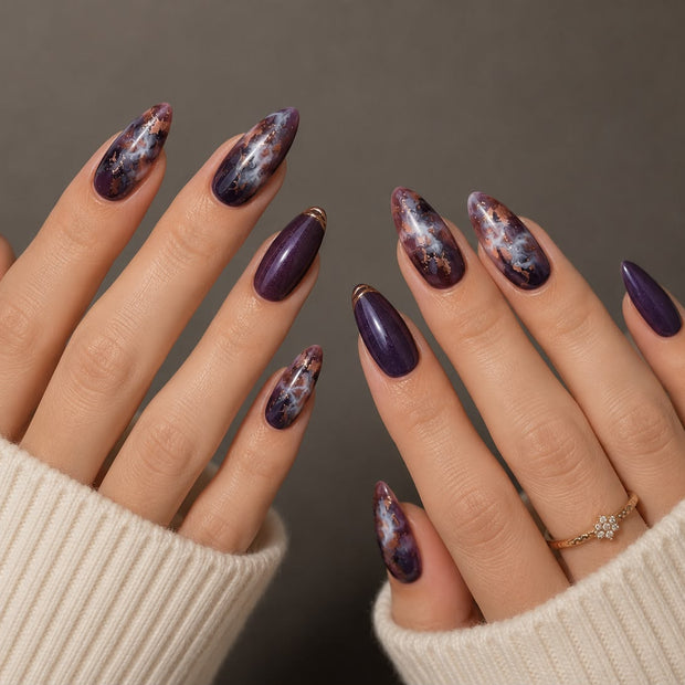 Marble Purple Press On Nails