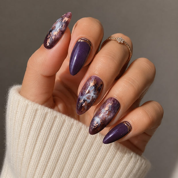 Marble Purple Press On Nails